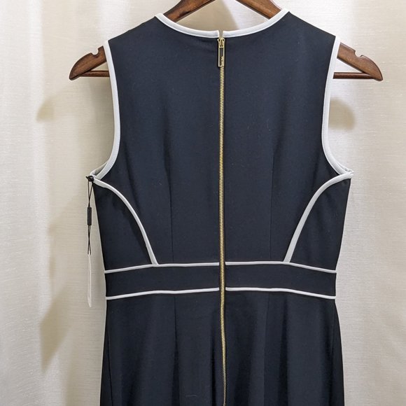 Calvin Klein Black Knee-Length Sheath Dress with White Piping - Sz 2 - NWT - Picture 6 of 7